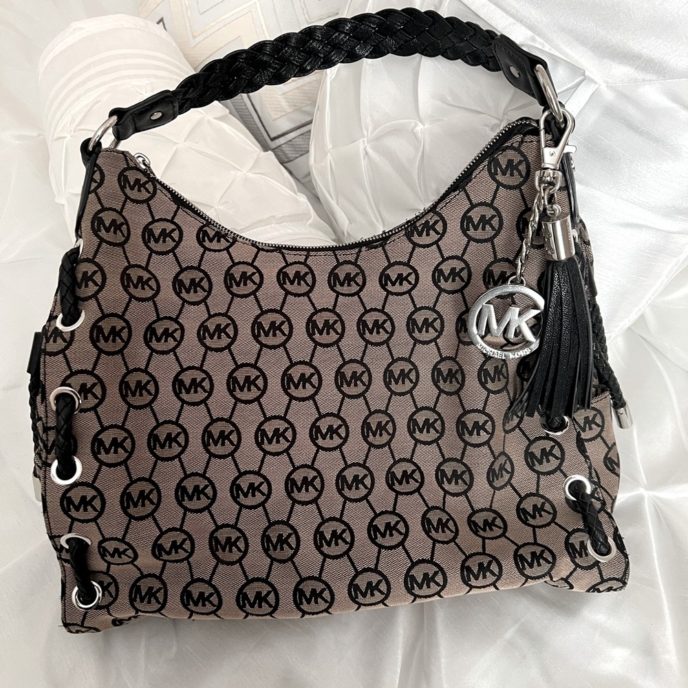 Michael Kors Hobo Bag with Braided Strap. Silver hardware